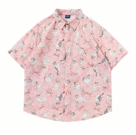Laced Cats Print Shirt