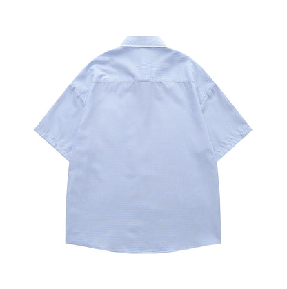 Dachshund on Pocket Embroidery Checkered Shirt