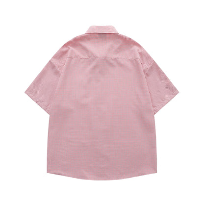 Dachshund on Pocket Embroidery Checkered Shirt