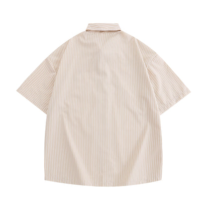 Japanese Cute Sheep Embroidered Striped Shirt