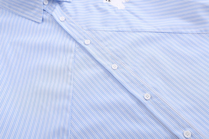 Japanese Cute Sheep Embroidered Striped Shirt