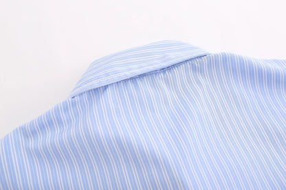 Japanese Cute Sheep Embroidered Striped Shirt