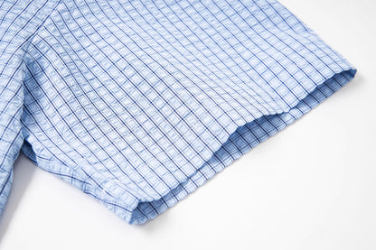 Cartoon Embroidered Checkered Shirt