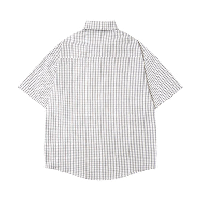 Cartoon Embroidered Checkered Shirt