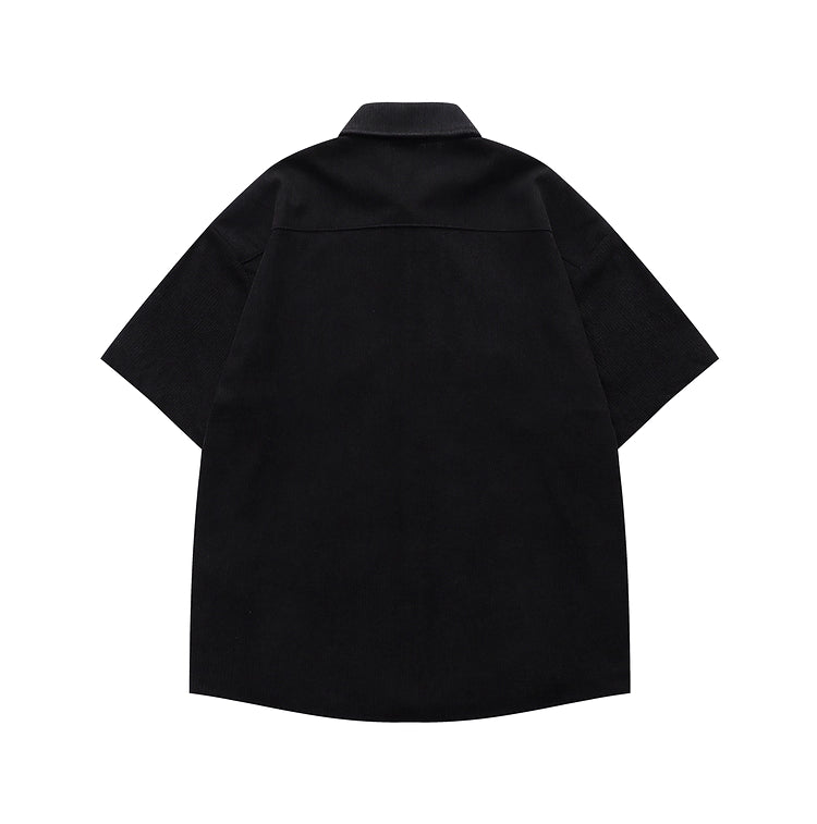 Vintage Cat Embroidered Velvet Shirt