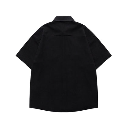 Vintage Cat Embroidered Velvet Shirt