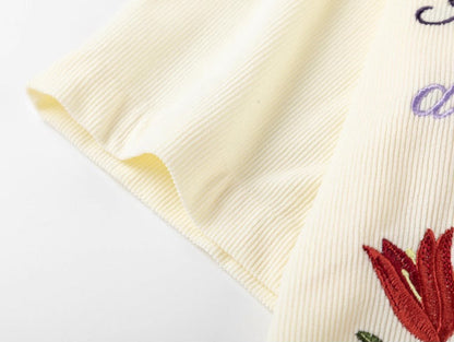 Velvet Flowers Embroidered Shirt