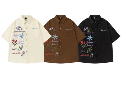 Velvet Flowers Embroidered Shirt
